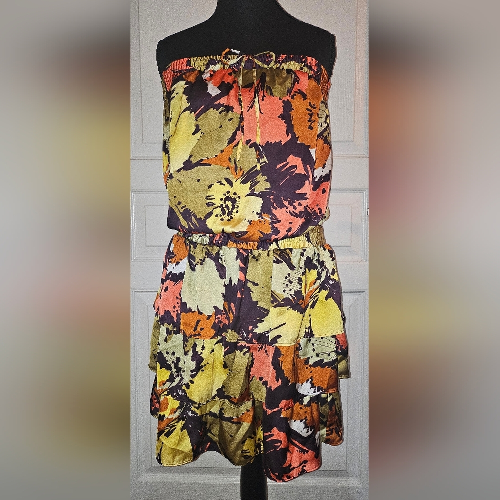 Outback Red Strapless Sundress in Orange and Yellow